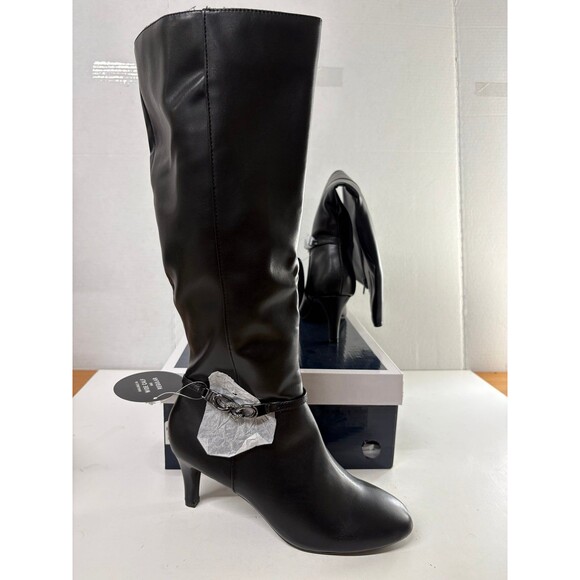 KAREN SCOTT Women's Black Goring Comfort Hanna Round Toe Stiletto Zip Boots 8 M - Picture 1 of 7